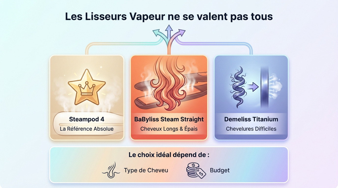 Comparatif des trois meilleurs lisseurs vapeur : Steampod, BaByliss et Demeliss